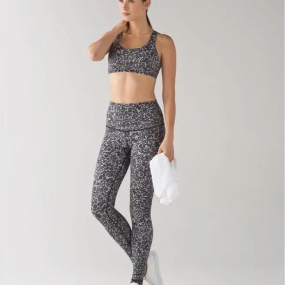 Lululemon Wunder Under Mini Cinder Lace Print Leggings Size 8